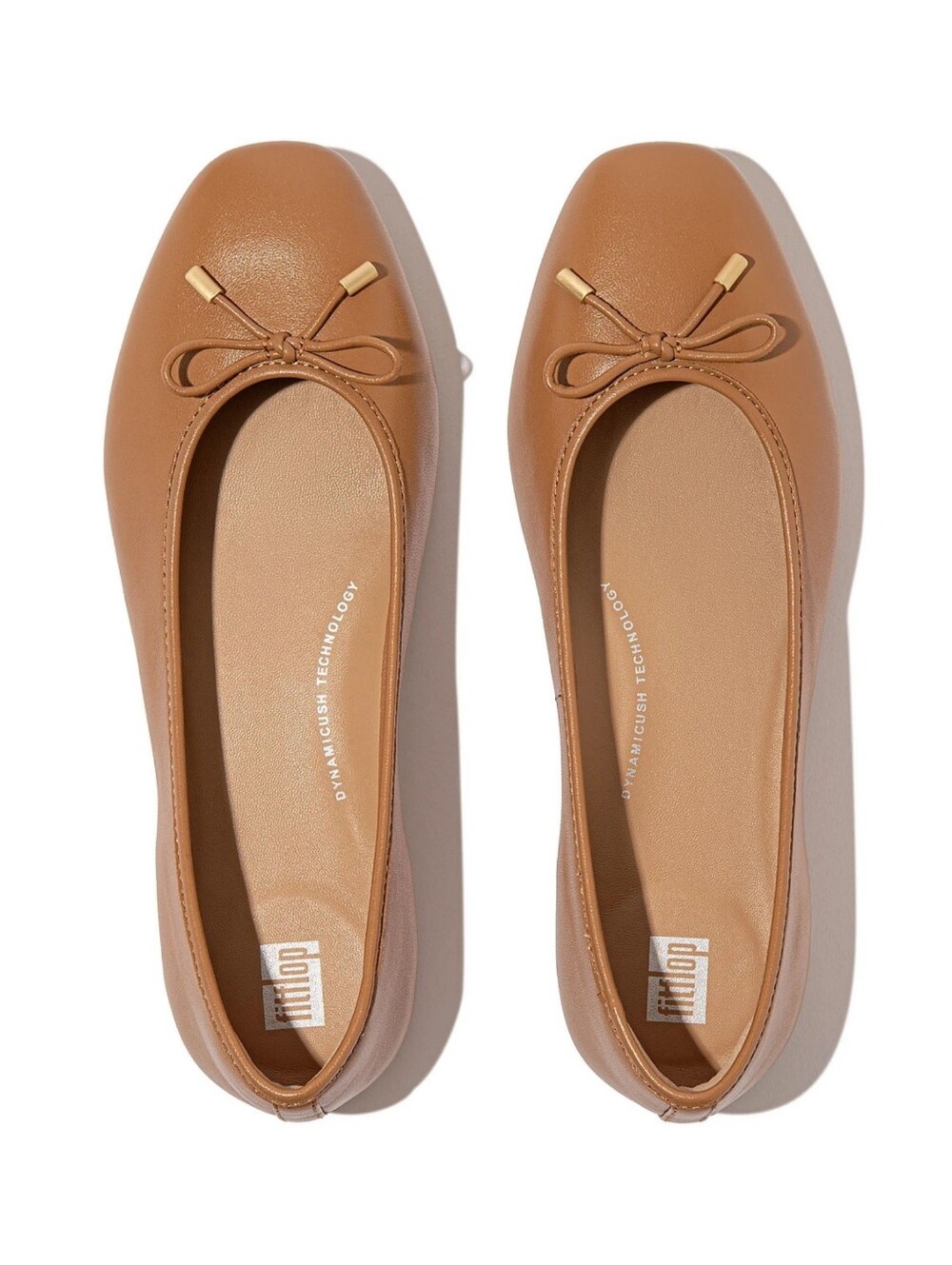 FITFLOP Women's Delicato Bow Soft Leather Ballet Flats Camel Tan Size 11